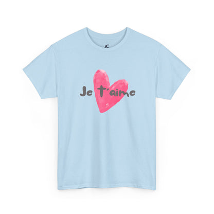 Je t'aime French Script Heart Unisex Casual T-shirt