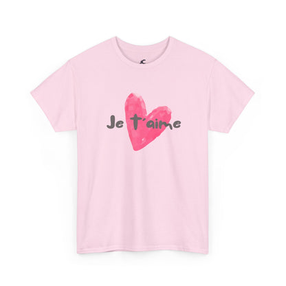 Je t'aime French Script Heart Unisex Casual T-shirt