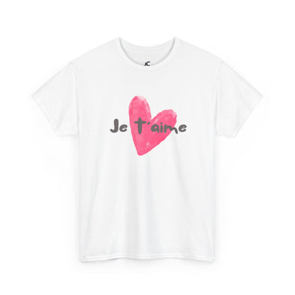Je t'aime French Script Heart Unisex Casual T-shirt
